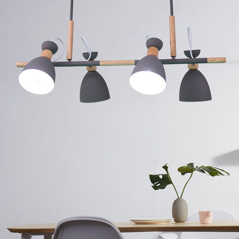 Macaron Cone Pendant Lights Metal 4 Lights Hanging Lamp Kit for Dining Room