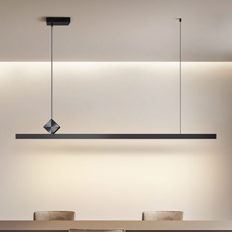 Modern Metal Pendant Lighting Linear Shape Hanging Light with Acrylic Shade in Black