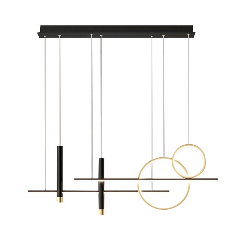 Minimalist LED Island Lighting Fixture Linear Island Chandelier Light with Metal Shade