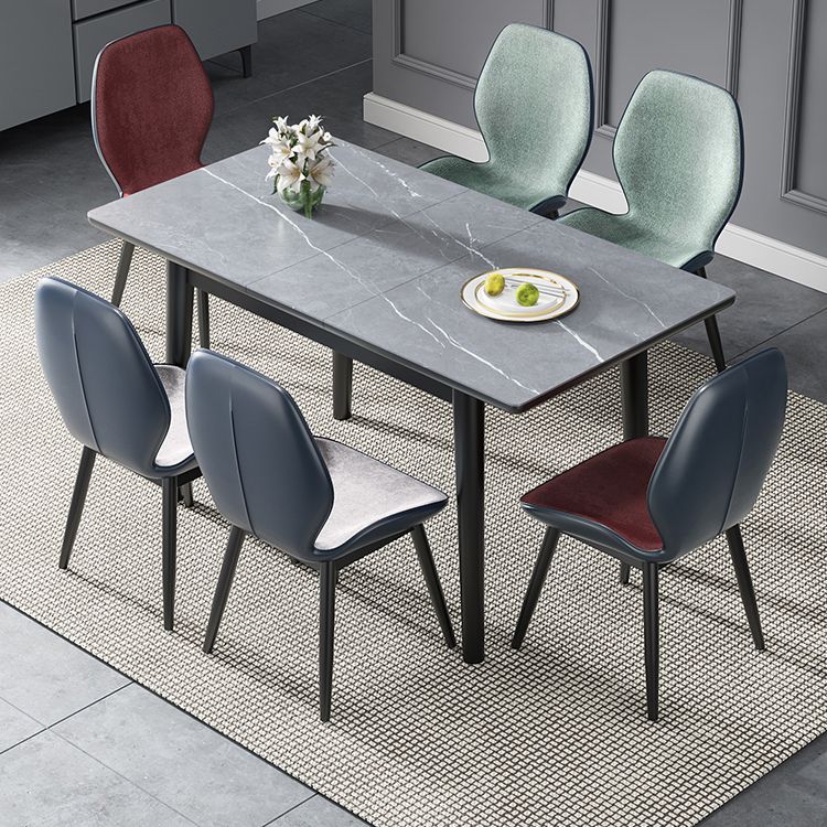 Modern Collapsible Sintered Stone Dining Room Table with 4 Metal Legs for Kitchen Dining Set