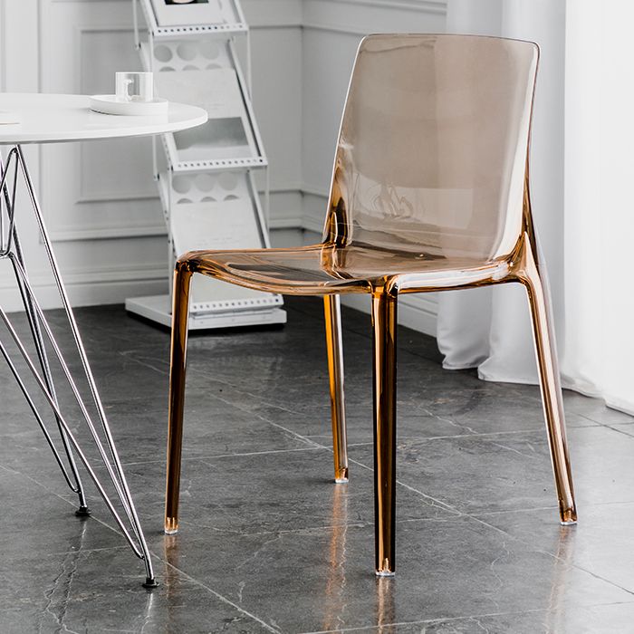 Modern Acrylic Armless Solid Back Dining Accent Chair for Home