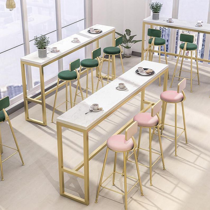 Glam Armless Bar Stool Metal Low Back Barstool with Gold Metal Legs