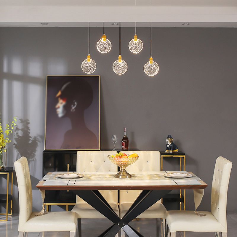Simplicité moderne Crystal Hanging Living Room LED Round Shape Pendant lampe Paxage