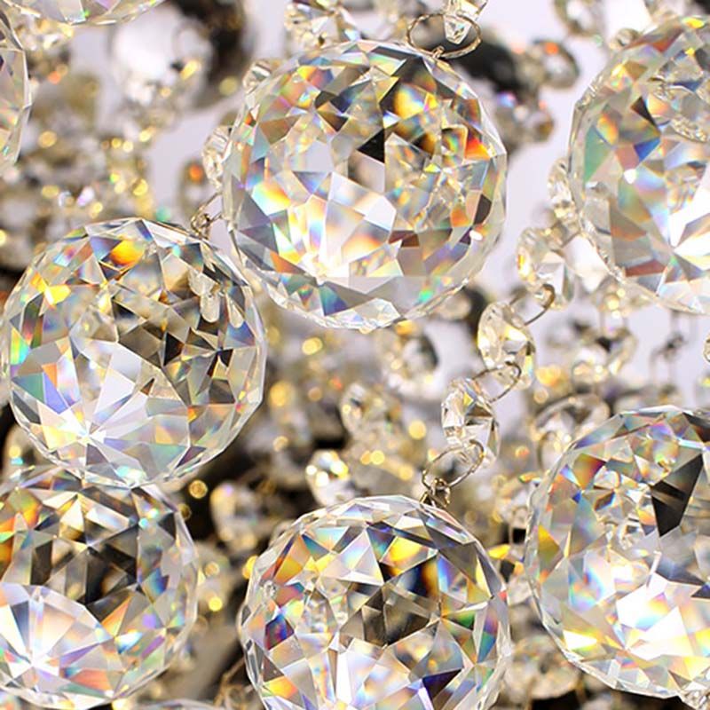 Black Cylinder Flush Mount Minimalist 4 Lights Crystal Ball Ceiling Mounted Fixture