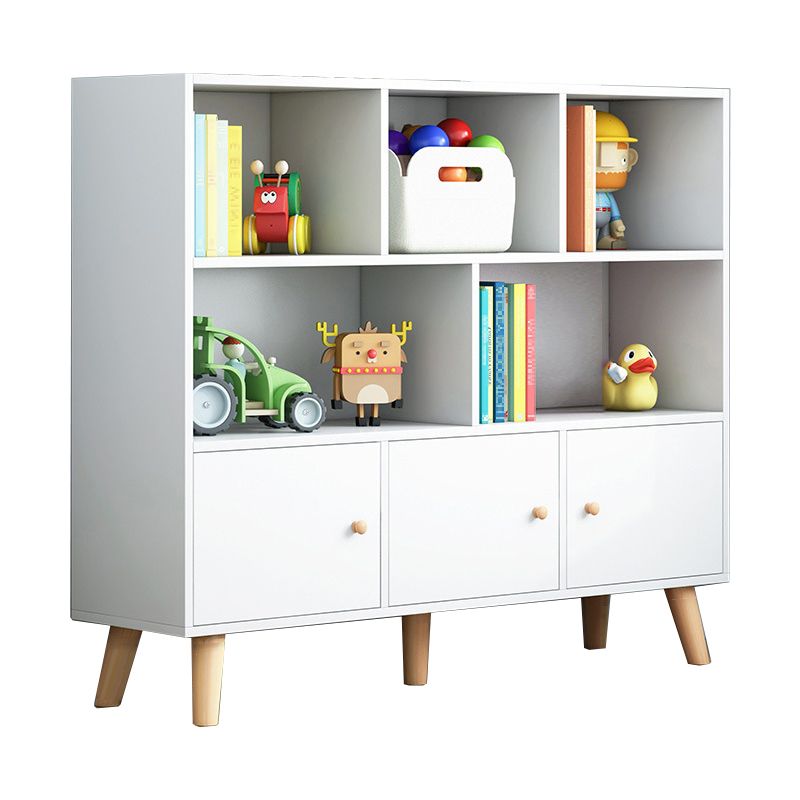 Scandinavian Standard Bookcase Engineered Wood Bookshelf with Cabinets