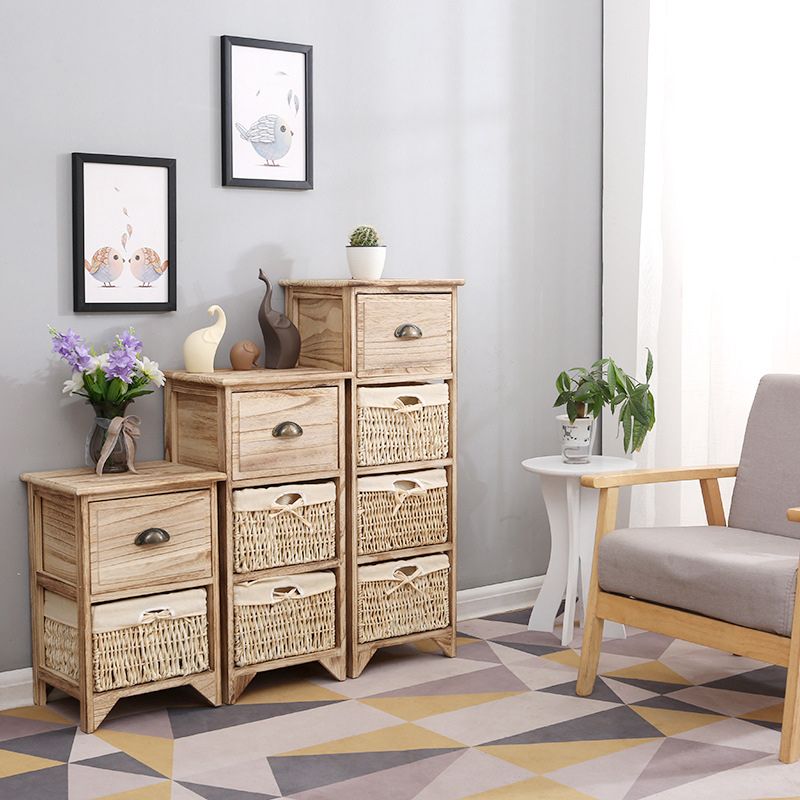 Contemporary Accent Chest with Drawers and Baskets in Natural