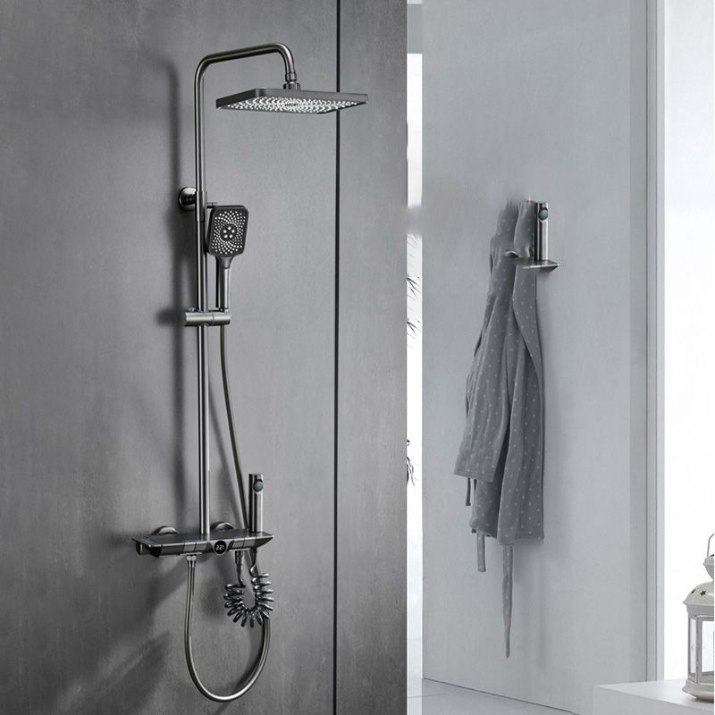 Modern Shower Set Slide Bar Dual Shower Head Thermostatic Wall Mounted Shower System