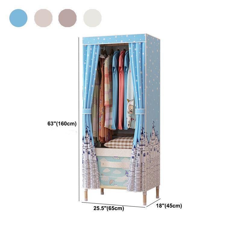 Contemporary Style Wardrobe Armoire Wood Frame Armoire with Garment Rod for Home