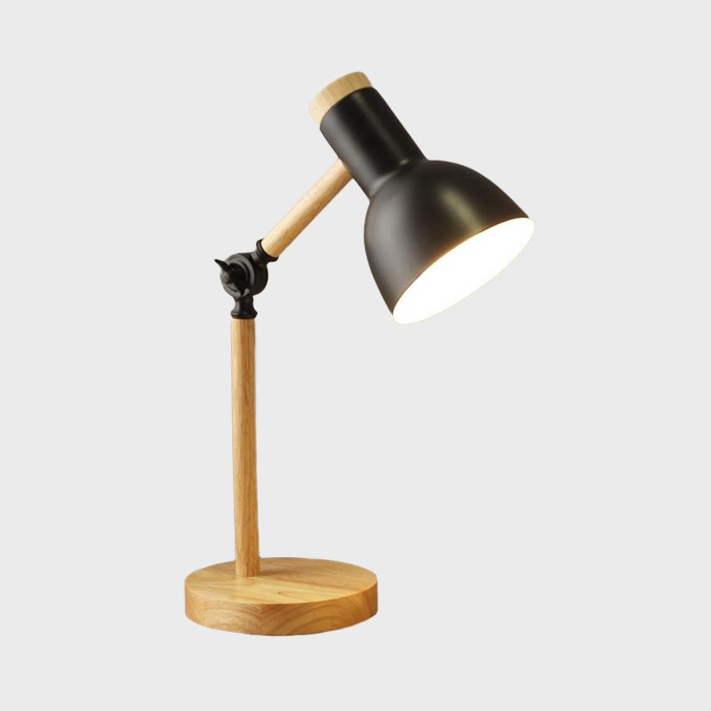 Macaron Dome Lettura Libro Light Metal 1 Light Study Room Lampada in bianco/nero/rosa con braccio in legno rotabile