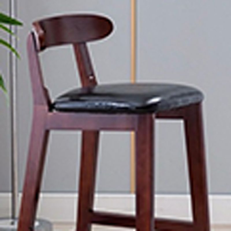 Armless Upholstered Bar Stool Modern Low Back Bar Stool with Wooden Legs