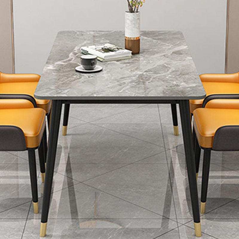 Slate and Metal Table Glam Style Rectangular Dining Table for Home Dining Room