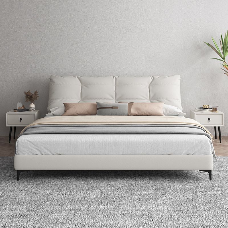 White Modern Standard Bed Foam Bed Frame with Custom Gold Legs