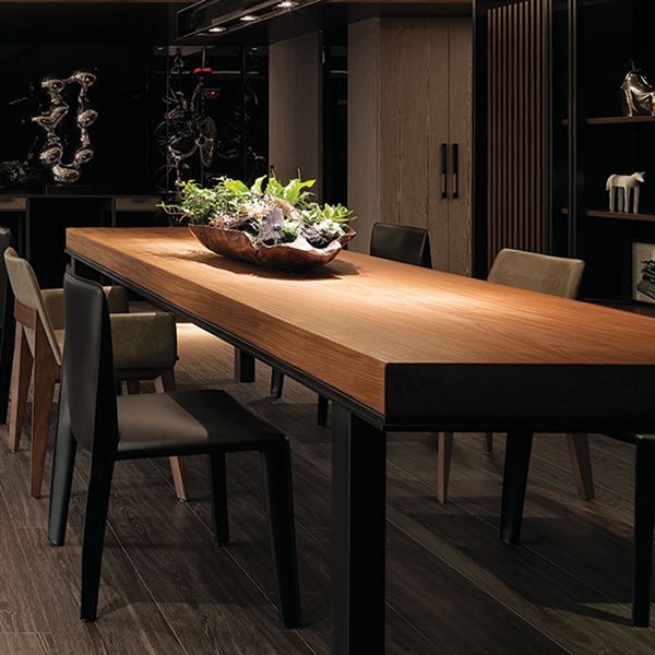 Pine Wood Dining Table Industrial Rectangle Table with 4 Legs