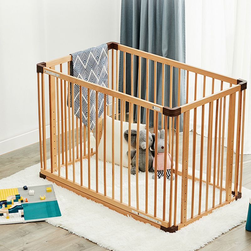 Contemporary Wooden Crib in Natural Nursery Bed with Mattress