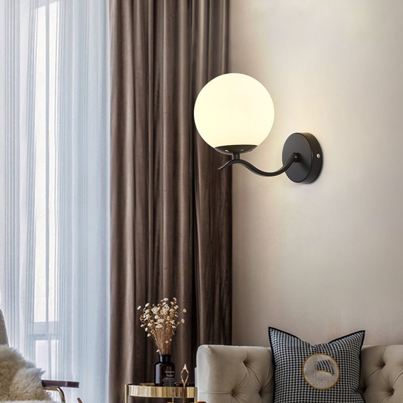 1 Light Ball Wall Lighting Fixtures Modern Style Glass Wall Mounted Lights