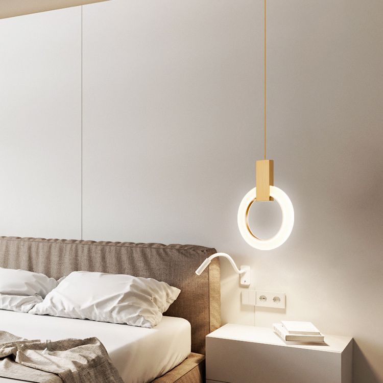 Halo Ring Pendant Light Fixture Simple Acrylic Dining Room LED Suspended Lighting