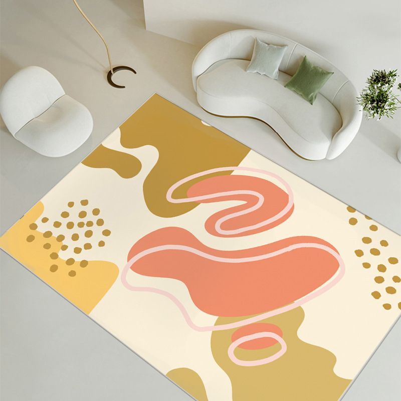 Nordic Modern Rug Polyester Color Block Rug Tear Resistant Rug for Living Room