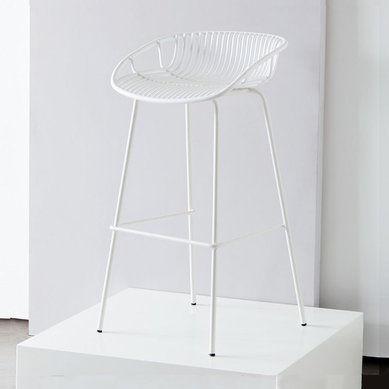 Industrial Metal Stool Metal Low Back Counter Stool in Matte Finish for Indoor