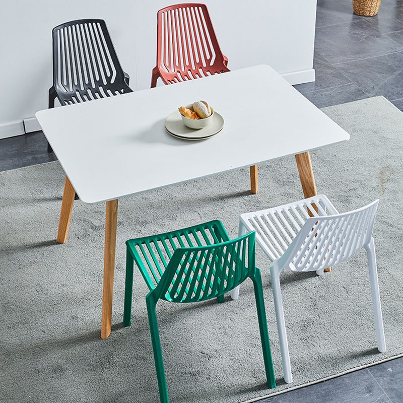 Glam Style Dining Room Chair Plastic Slat Back Chair for Indoor