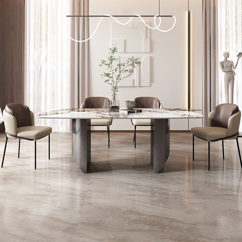 Metal Dinette Set with Padded Chairs 1/2/5/6/7 Pieces Glam Stone Dining Table Set