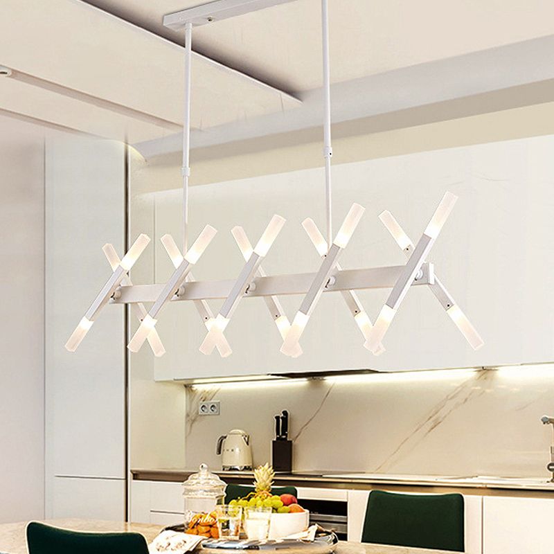 Acrylic Tube Island Pendant Modern 16/20 Lights Black/White/Gold Ceiling Pendant Light for Dining Room