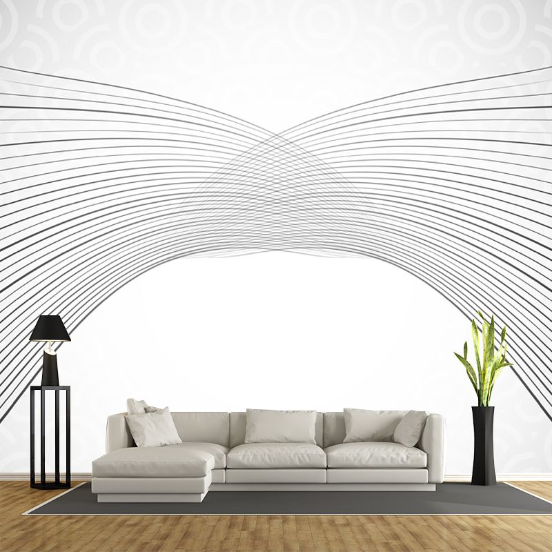 Curved Lines Wall Mural Decal Minimalism Stain-Proof Bedroom Wall Art, Made to Measure