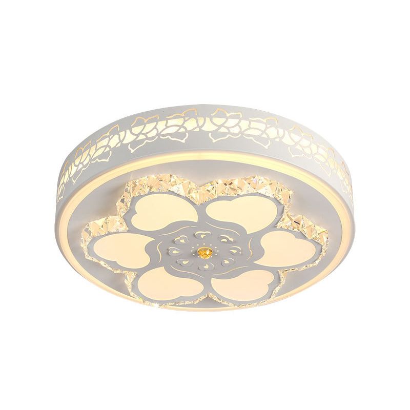 Plafonnier circulaire marron/blanc, plafonnier LED moderne en cristal avec motif de fleurs en acrylique en blanc/lumière 3 couleurs