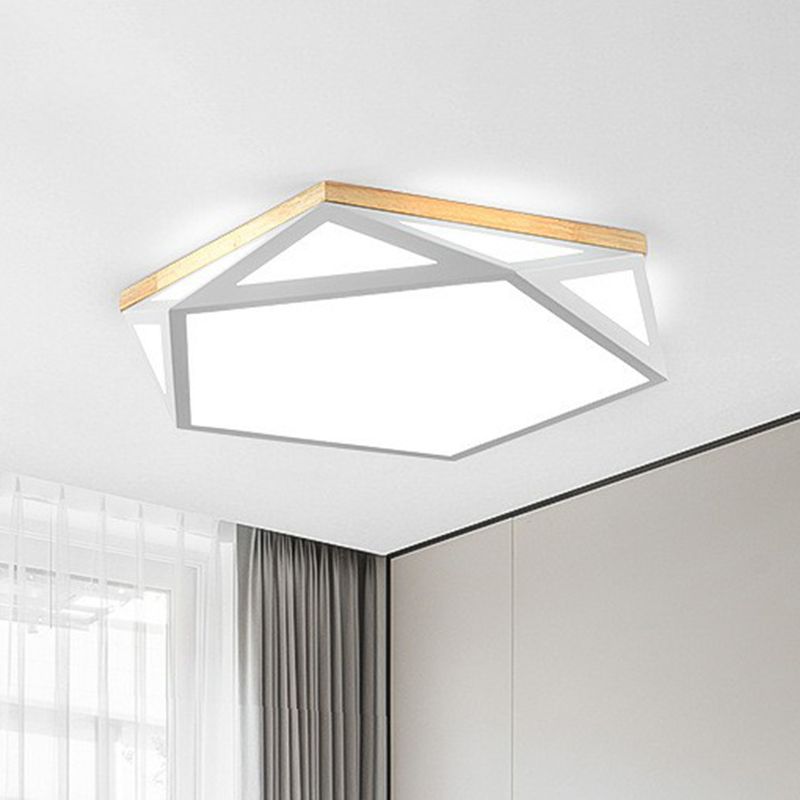 Multifaceted LED Flush Mount Minimalist Metallic Bedroom Flushmount Ceiling Light with Pentagon Acrylic Shade