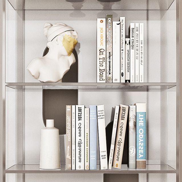 Contemporary Closed Back Standard Bookshelf Acrylic Bookcase with Shelves