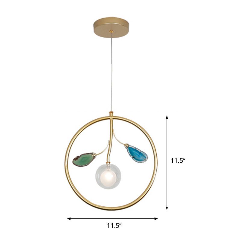 Cage Pendant Ceiling Light Modernist Metal 1 Bulb LED Gold Suspended Lighting for Foyer