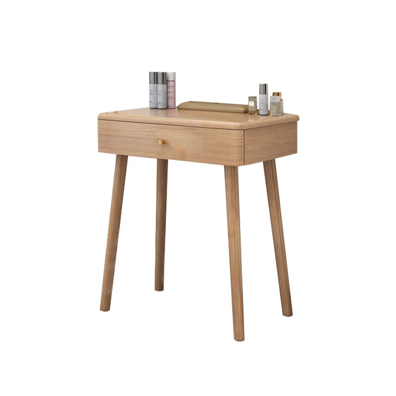 Solid Wood Vanity Makeup Table with Drawer Standing Mirror Dressing Table