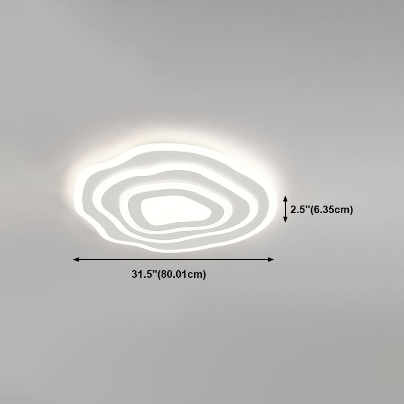 Contemporary Irregular Flush Light Metal 1 Light Flush Mount Ceiling Fixture in White