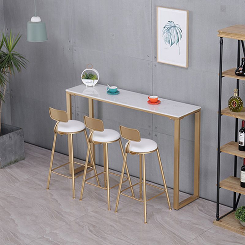 Glam Indoor 1/2/3/4/9 Pub Dining Set Pieces Rectangle White Marble Bistro Set