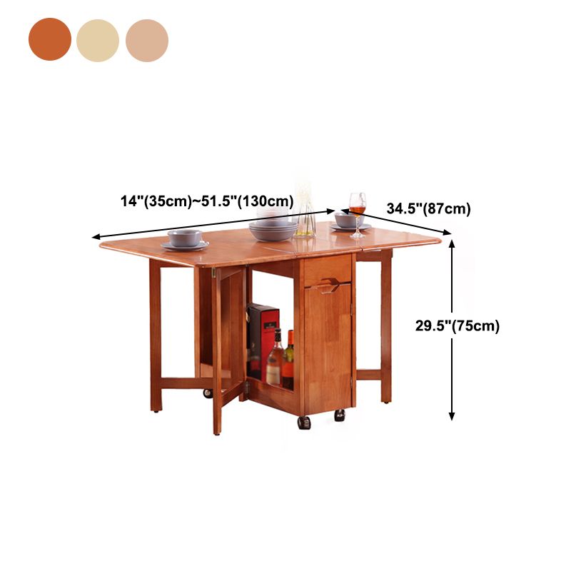 Mid-Century Dining Site Table Rubberwood Solid Wood Folding Dining Table (only Table)