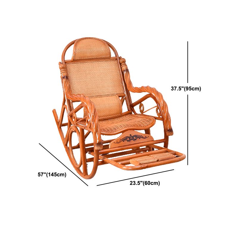 Traditional Rocking Chair Wicker Spindle Backrest Solid Color Indoor Rocking Chair