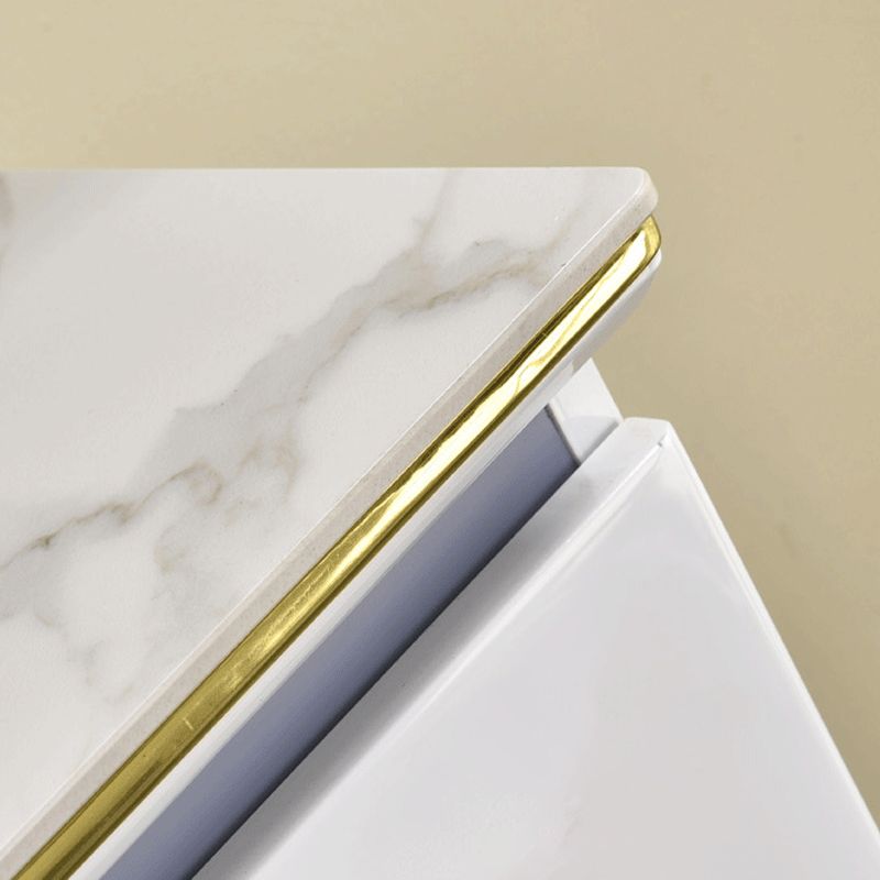 Stone Glam Storage Chest Bedroom Chest in White with Drawers