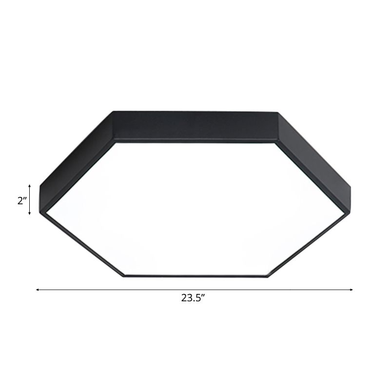 Modern Led Flush Mount with Metal Shade Gray/Yellow/Blue Hexagon Flush Mount Fixture in White/Warm Light, 16"/19.5"/23.5" Wide