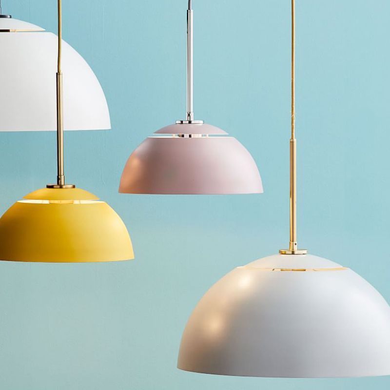 Macaron Domed Pendant Lamp Metal 1 Bulb Dining Room Suspension Light with Vent Design