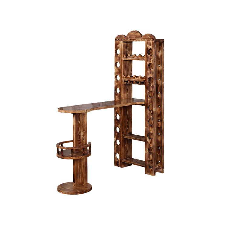 Traditional Wooden Bar Dining Table Ellipse Shape Bar Table for Kitchen