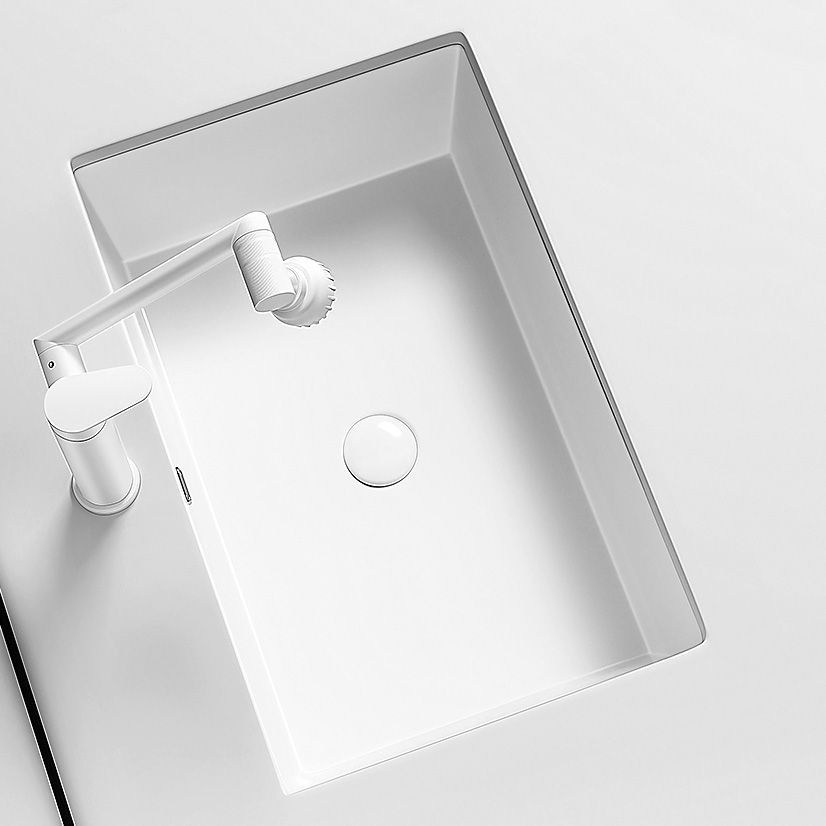 Modern Undermount Vanity Sink Porcelain with Faucet and Overflow Basin Sink