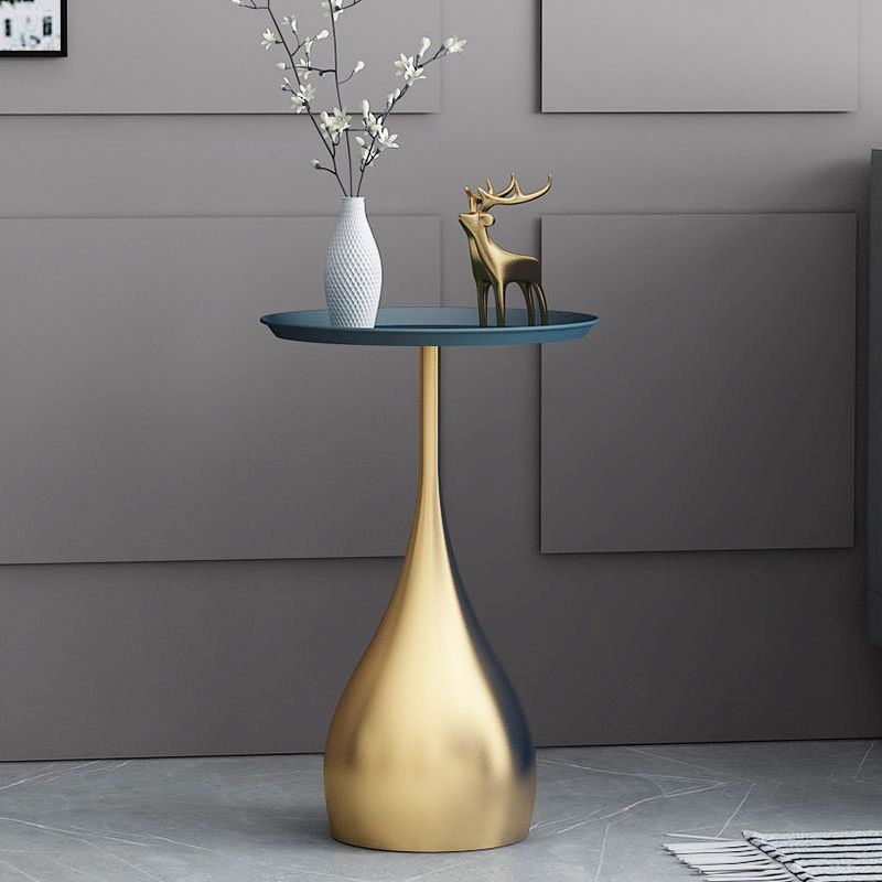 Contemporary 21.7" Tall Pedestal Table Slate Top Round Side End Table
