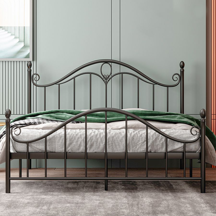 Contemporary Open-Frame Bed Steel Bed Frame with Arched Headboard