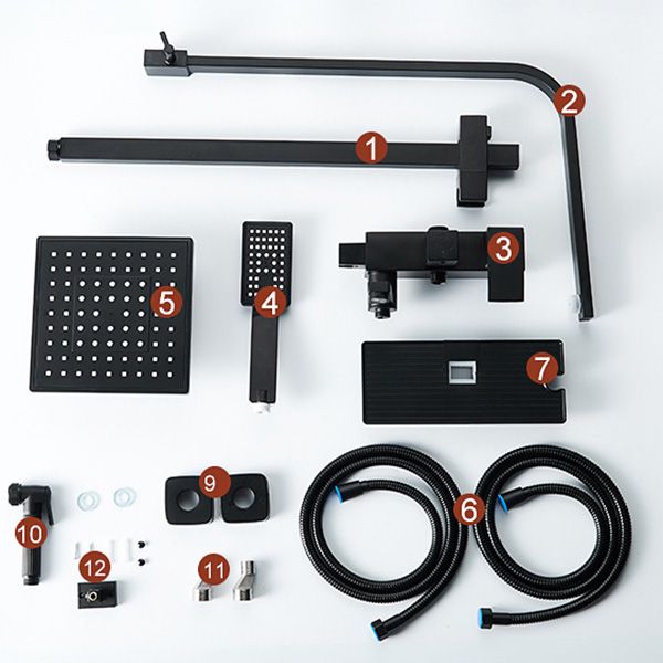 Adjustable Spray Pattern Shower Combo Metal Shower Faucet Arm Shower Head with Slide Bar