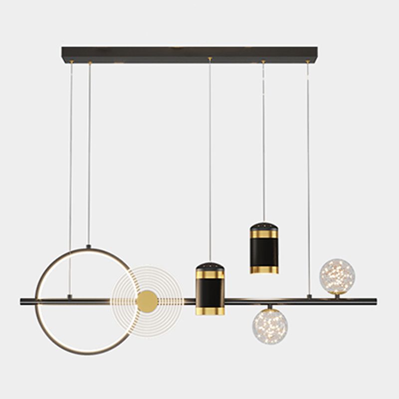 Contemporary Style Linear Island Lighting Metal Island Lighting Fixtures in Black