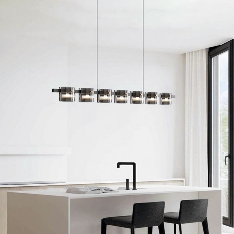 Hanging Lamp Modern Island Chandelier Lights in Black Finish for Dining Room