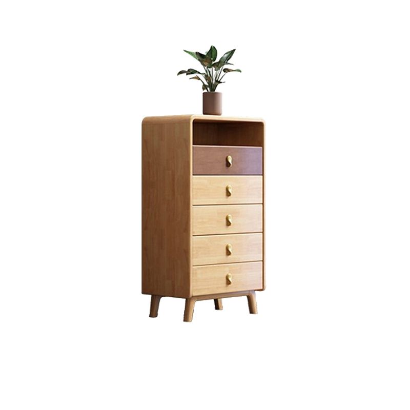 Contemporary Natural Rubberwood Chest with 1 Shelf and Drawers