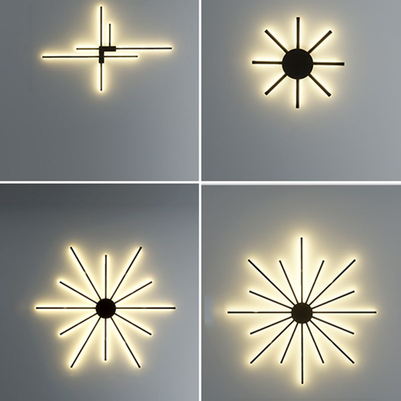 Postmodern Metal Black Wall Sconce Multi Light Led Wall Mounted Light for Bedroom