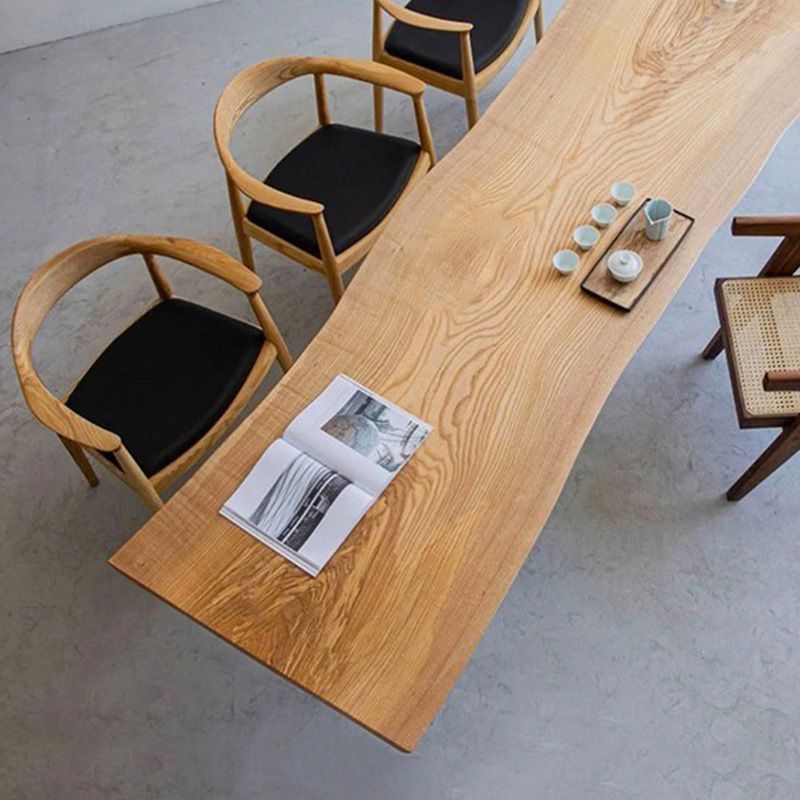 Modern Solid Wood Dining Table Natural Finish Table with Acrylic Base