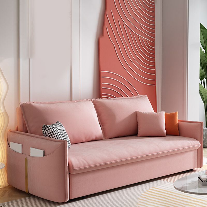 Glam Futon Sleeper Sofa Bed Living Room Convertible Sofas in Pink