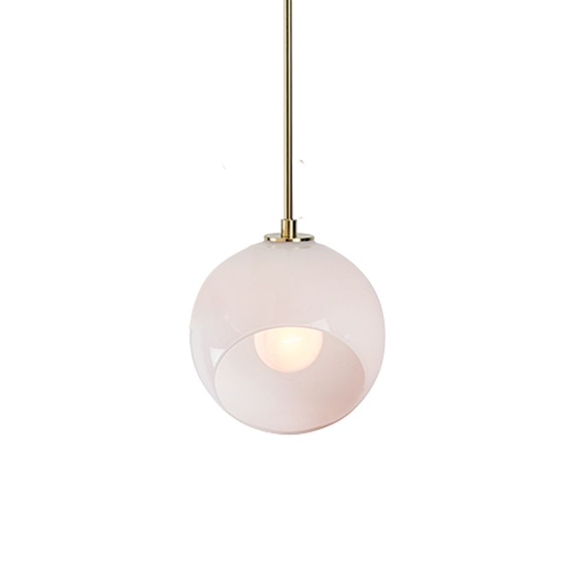 Globe Restaurant Suspension Lamp White Glass 1 Head Minimalist Ceiling Hang Fixture